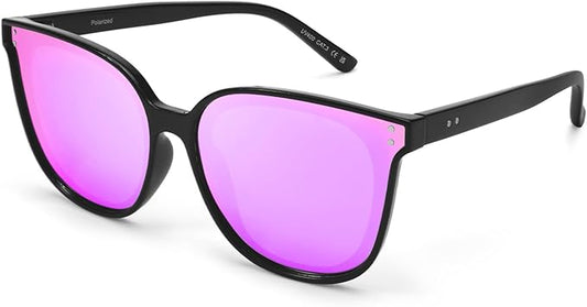 LVIOE Oversized Polarized Sunglasses for Women Trendy Large Cat Eye UV Protection Shade LS1627s