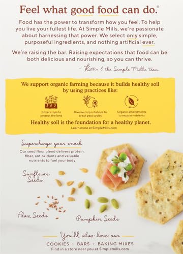 Simple Mills Organic Seed Crackers, Garlic & Herb - Gluten Free, Vegan, Healthy Snacks, Paleo Friendly, 4.25 Ounce (Pack of 2)