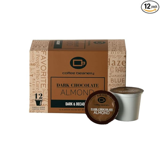 Dark Chocolate Almond Coffee Pods by Coffee Beanery | 12ct Medium Roast Arbica Coffee