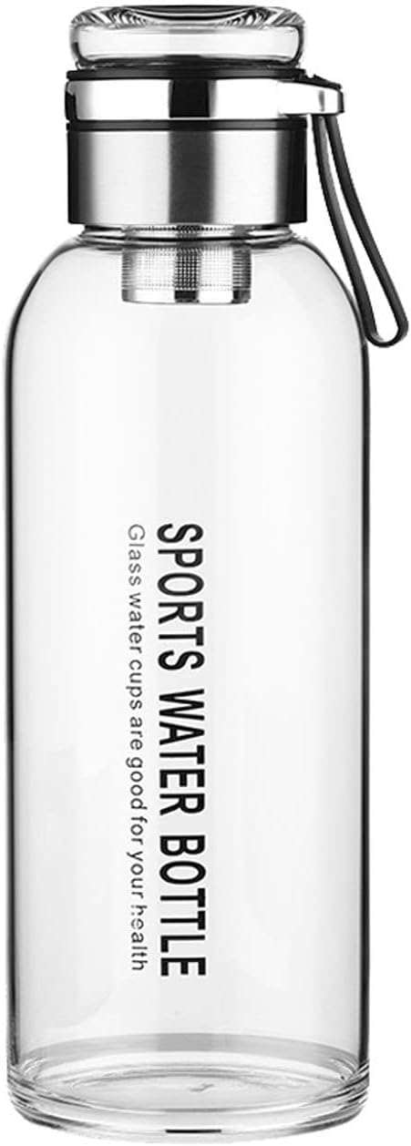 2L Glass Water Bottle with Strap Outdoor Travel Sports Portable Leak Proof Beverage Tea Glass Bottle (Glass,2000ml)