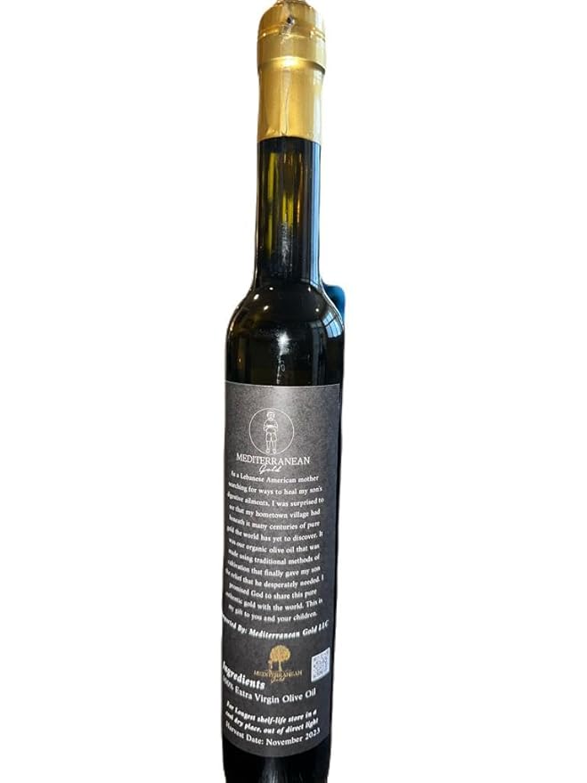 Mediterranean Gold Organic Olive Oil Extra Virgin - First 100% Nature-Made Cold Pressed, Unfiltered & Hand-Harvested, Ensure High Polyphenol With Antioxidant Count - For Foods Salads & Meats