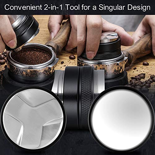 MATOW 53mm Coffee Distributor and Tamper, Dual Head Coffee Leveler Compatible with Breville 54mm
