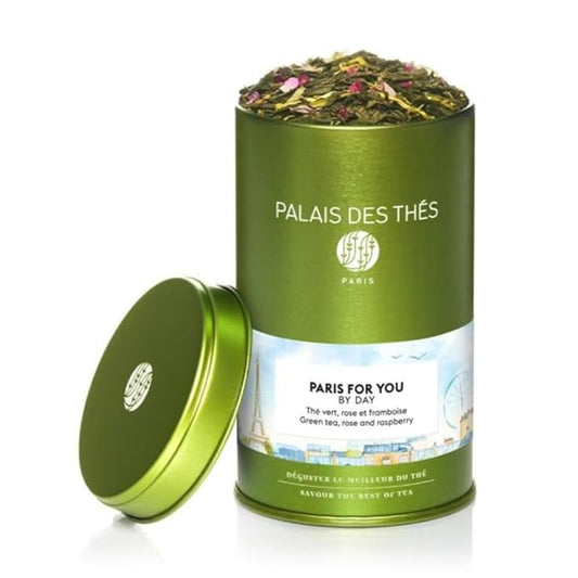 Palais des Th챕s - Paris For You By Day - Green Tea, Rose & Raspberry - 3.5oz Loose Leaf Metal Gift Tin, Serves 20-25 Cups