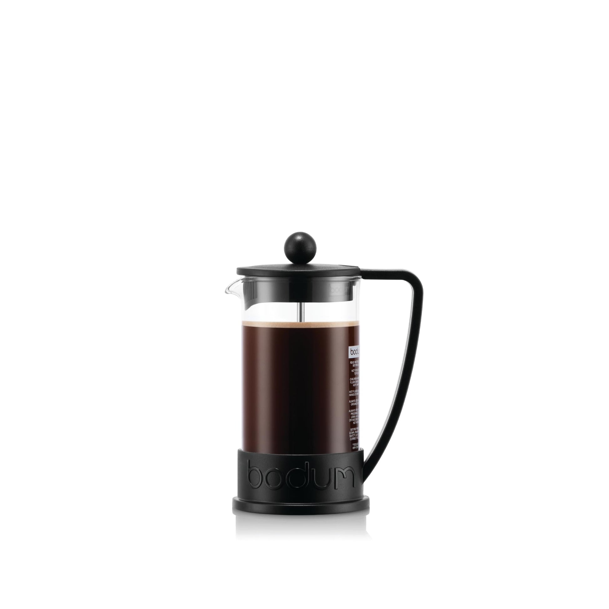 Bodum 12oz Brazil French Press Coffee Maker, High-Heat Borosilicate Glass, Black - Made in Portugal