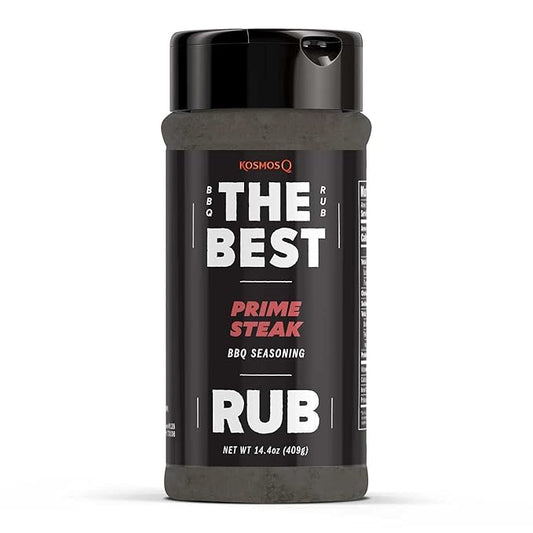 Kosmos Q The Best Prime Steak Rub, Bold BBQ Meat Dry Rub & Steak Seasoning with Garlic, Onion, Spices & Smoke Flavor, For Ribs, Pork Chops, Chuck Roast, Brisket & More, 14.4 Oz Shaker Bottle