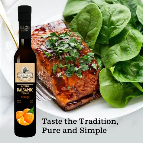 Ellora Farms, Greek Balsamic Vinegar, Orange Infused, Barrel Aged, No-added sugars, No-preservatives, Glass bottle, 8.5 oz (Orange)