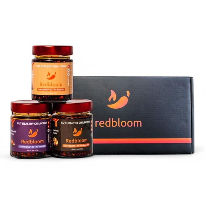 Redbloom Gut-Healthy Chili Crisp - Organic Chili Oil, No Seed Oils, Low-Fodmap, Vegan, Crunchy Hot Sauce, Good on Everything, 18oz (Pack of 3) - Starter Pack