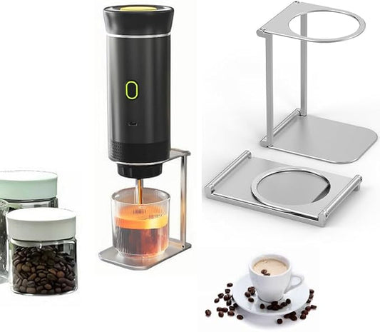 Portable dual-function coffee machine - fully automatic coffee maker with a built-in heating function for electric capsule coffee machine. Suitable for outdoor, vehicle-mounted and home use. (黑色)