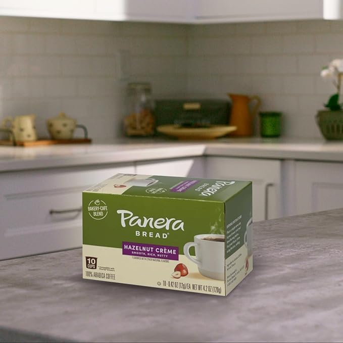 Panera Bread Hazelnut Crème Light Roast Coffee, Single Serve 60 Count Pods (6 Packs of 10)