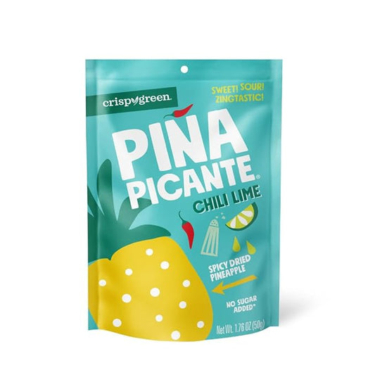 Crispy Green Pi챰a Picante, Chili Lime Dried Pineapple, Healthy Real Fruit Snacks, 1.76 Ounce, 12 Single Serve Bags