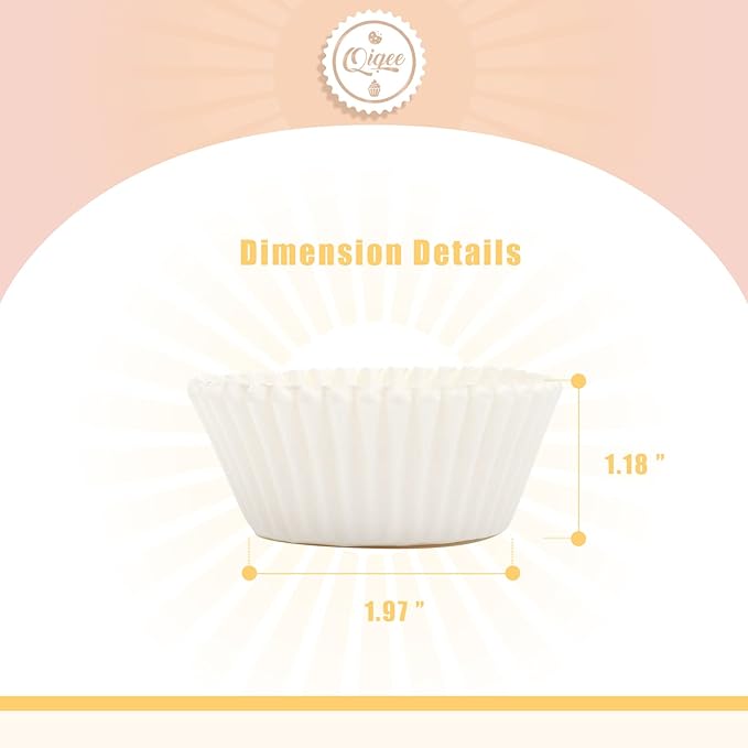 qiqee 600pcs White Cupcake Liners Muffin Linner No Smell, Food Grade Baking Cups竊늆tandard Sizeç«?,<div>