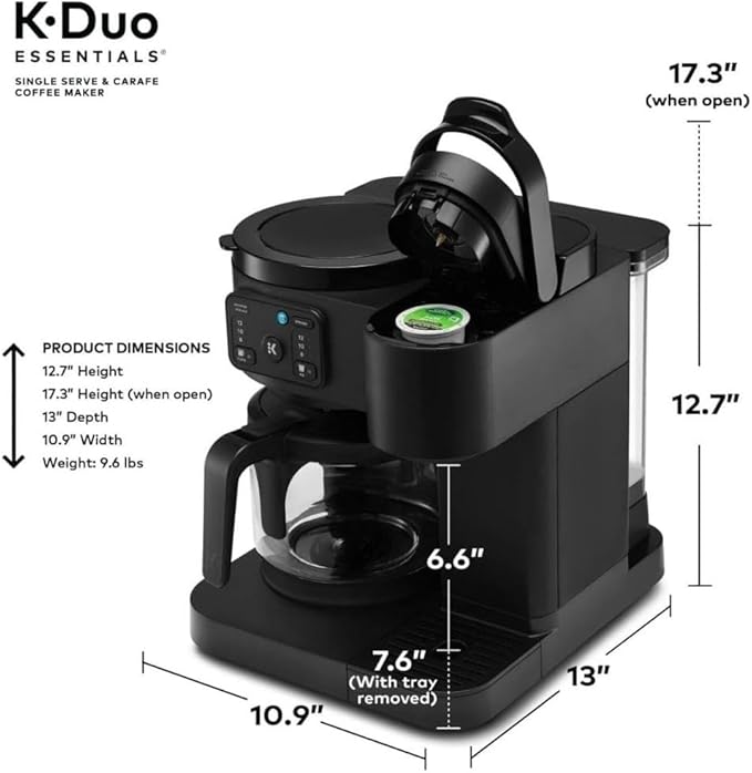 2-in-1 Hot & Iced Coffee Maker for Pods & Grounds ??12-Cup Glass Carafe & Single-Serve Brewer, 72oz Reservoir, Strong Brew, Extra Hot, Brew Over Ice, MultiStream Tech, Compact Design (Black)