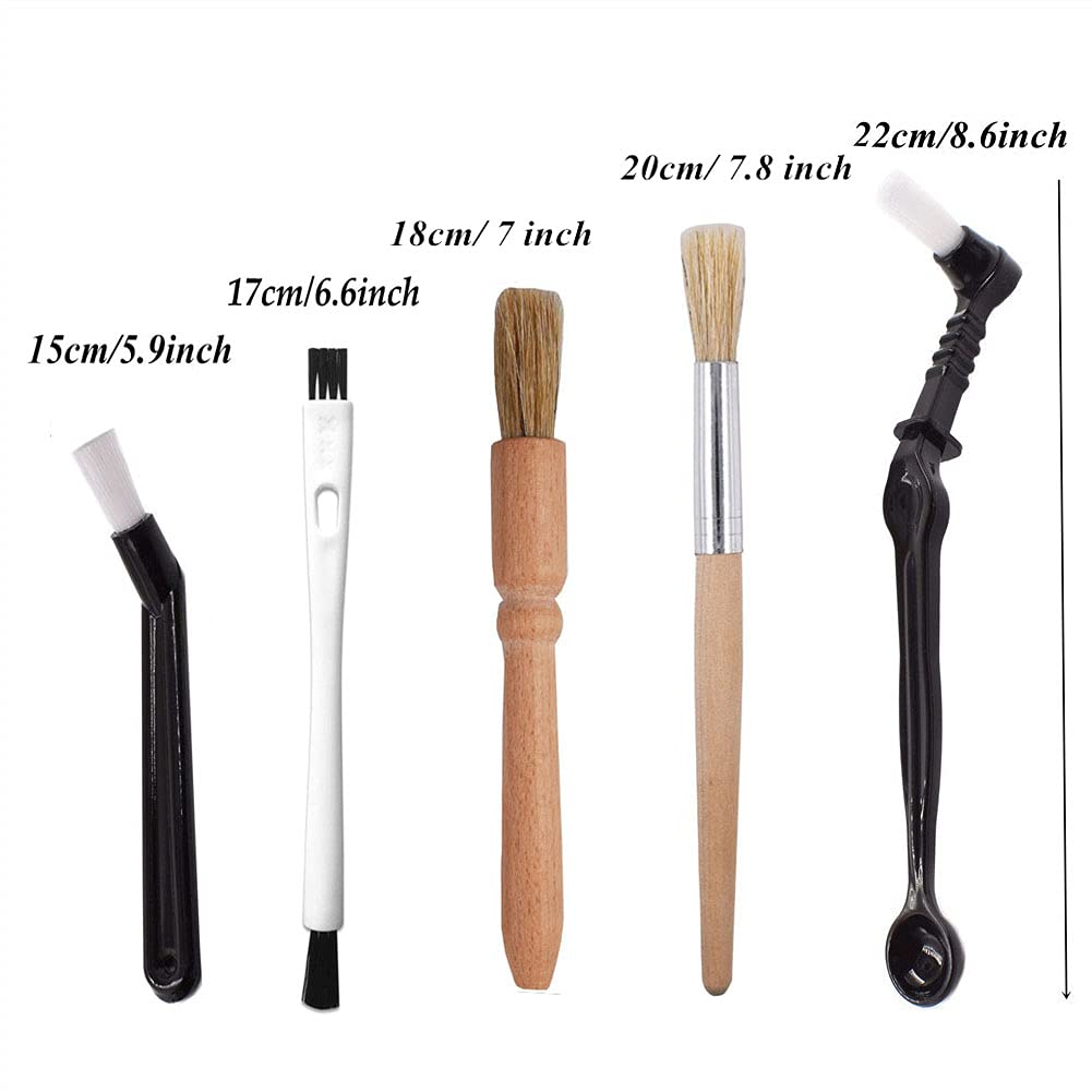DXary 5 Pieces Coffee Brush Set Professional Espresso Brush Kit Include Wooden Coffee Grinder