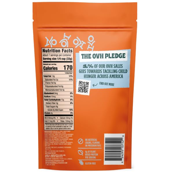 Orchard Valley Harvest OMG Omega-3 Mix, 14 pack (2 oz), Walnuts, Dark Chocolate Blueberries, Sweetened Cranberries, Almonds, And Pistachios, Gluten Free, Stand Up Bag, Non-GMO, Healthy Snacks for Adults