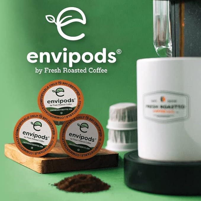 Fresh Roasted Coffee, Organic Guatemalan Huehuetenango envipods, Medium Roast, Fair Trade Kosher, 36 Count, Individually Wrapped, Compatible With 1.0 & 2.0 K Cup Brewers