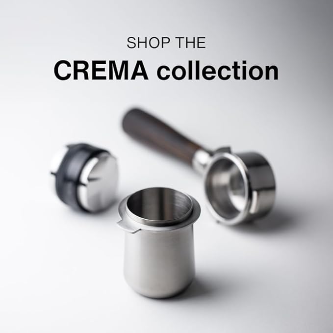 Crema Coffee Products 54mm Dosing Cup | Compatible with Breville Portafilters etc | Durable 100% Stainless Steel | Built-In Grinder Tab for Easy Transfer | Sleek, Mess-Free Design | White Finish