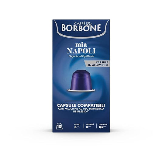 Caffe Borbone Aluminum Coffee Pods Compatible with Nespresso Original Machines, Mia Napoli, Medium Roast, Bold and Intense, Genuine Italian Coffee - 50 Count