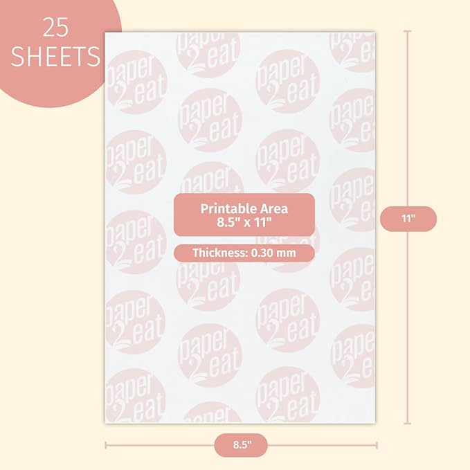 Printable Edible Wafer Paper Sheets from paper2eat (0.30 mm - 25 sheets/Vanilla)