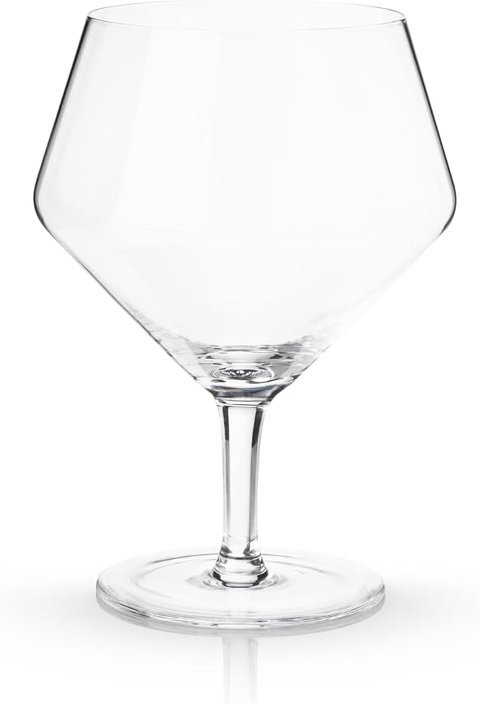 Viski Raye Angled Stemmed Gin and Tonic Glasses Set of 2 - Premium Crystal Clear Cocktail Gin Glasses for Gin Lovers Gift Set - 14oz