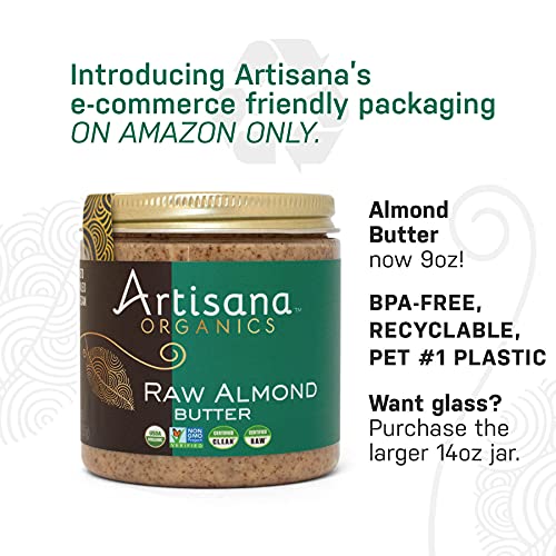 Artisana Organics Raw Almond Butter, 9oz | No Sugar Added, No Palm Oil, Vegan, Paleo, and Keto Friendly