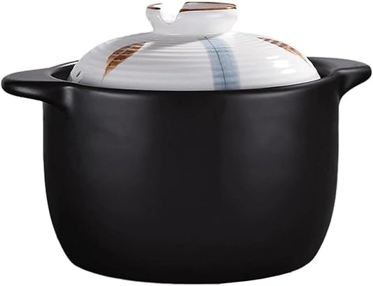 4.6 Quart Ceramic Casserole,with Lid Ceramic Pot,Heat-Resistant Round Stew Pot Soup Pot for cook bibimbap, soup, rice, stew, casserole (White4.6QT)