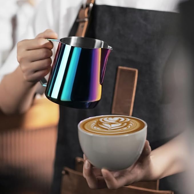 MHW-3BOMBER Milk Frothing Pitcher - 20oz/600ml Milk Frother Cup with U-Shaped Spout - SUS 304 Steaming Pitcher - Cappuccino Latte Art Cup for Barista - Quadrilateral Body - P5185-OS