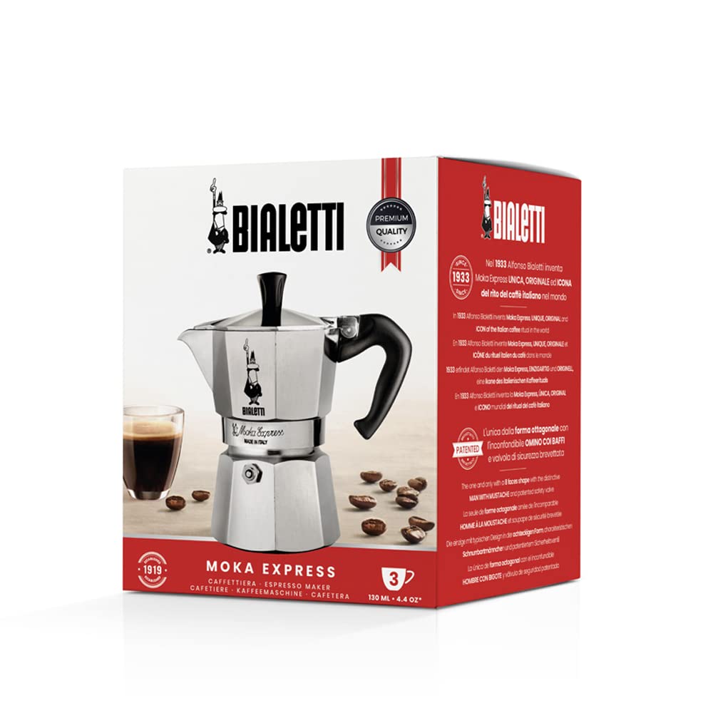 Bialetti - Moka Express: Iconic Stovetop Espresso Maker, Moka Pot, Italian Coffee Maker, 3 Espresso