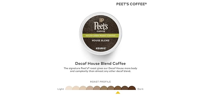 Peet's Coffee & Tea Coffee Decaf House Blend K-Cup Portion Pack for Keurig K-Cup Brewers, 88 Count