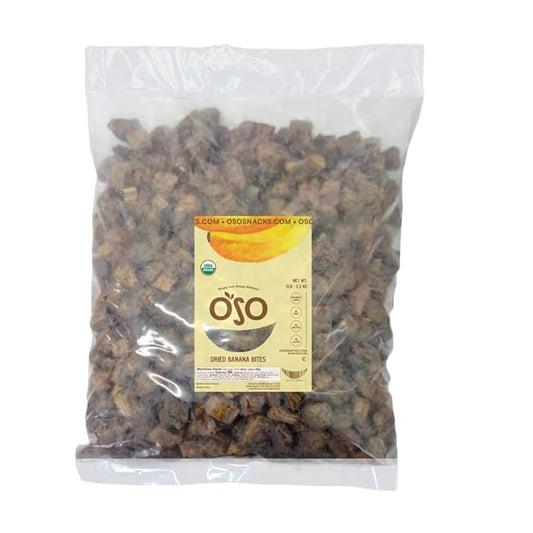 Oso Snacks Dried Organic Banana Bits Slices. Dark and Sweet | 5LB Bulk Bag| No Sugar Added | No Preservatives | 100% Fruit | No GMO | Simply Fruit. Simply Delicious.