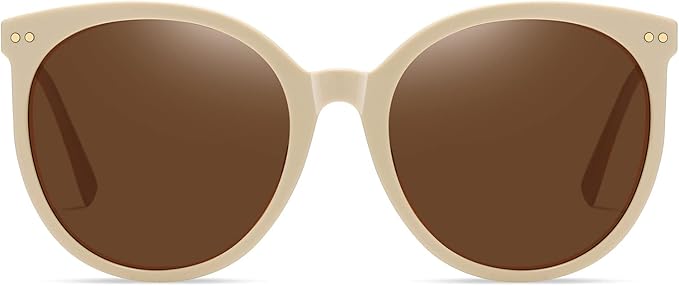 DUCO Oversized Polarized Sunglasses Womens Trendy Mirrored Shades Retro Round Vintage Light Weight UV400 Sun Glasses W016