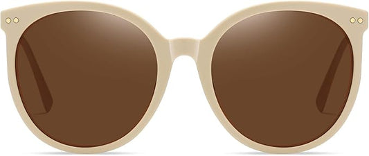 DUCO Oversized Polarized Sunglasses Womens Trendy Mirrored Shades Retro Round Vintage Light Weight UV400 Sun Glasses W016