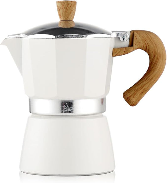 Bincoo Espresso Maker Stovetop,Camping Moka Pot 2 Cup/120ML,Stove Top Espresso Italian Coffee Maker,Easy to Use (White)