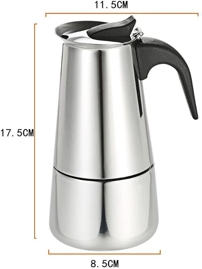 4Cups 200ml Portable Espresso Coffee Maker Stainless Steel Moka Pot 110V Electric Espresso Percolator Coffee Brewer Kettle Pot with Electric Stove (200ml, 4 cups)