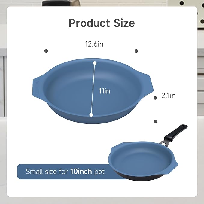 10 Inch Silicone Frying Pan Protectors - Scratch-Proof Stacking Pads for Nonstick Cookware | Reusable, Space-Saving Kitchen Organizers (2 Pack)
