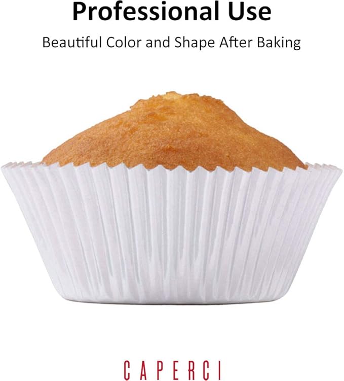 Caperci White Foil Cupcake Liners Standard Muffin Wrappers 150-Pack - Premium Greaseproof & Sturdy Cupcake Papers for Baking