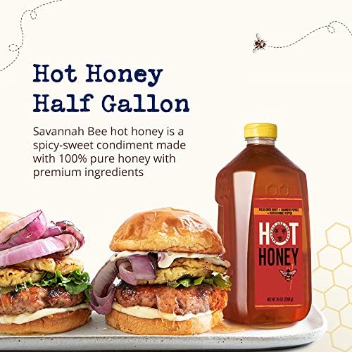 Savannah Bee Company Hot Honey Gluten Free and 100% Pure Honey Sweet Wildflower Infused with Heat from Scotch Bonnet and Habanero Peppers 80 oz