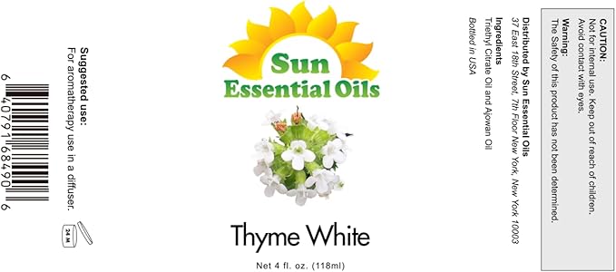 Sun Essential Oils 4oz Thyme Essential Oil ??Aromatherapy Oil for Candles (4 Fluid Ounces)