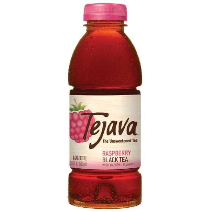 Tejava Raspberry Black Tea, 6 Pack 16.9 oz PET, Unsweetened, Ready-to-Drink Premium Iced Tea