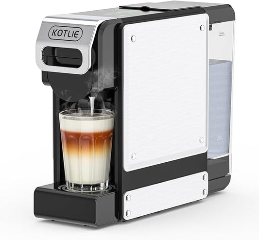 KOTLIE ST-550 Single Serve Coffee Maker, Espresso Capsule Coffee Maker for K*cup capsule/Ne*s Original/Dol*e Gu*to and Ground Coffee, 19Bar, 1L, Compact竊뉰lackç«?,<div>