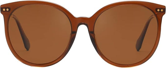 DUCO Oversized Polarized Sunglasses Womens Trendy Mirrored Shades Retro Round Vintage Light Weight UV400 Sun Glasses W016