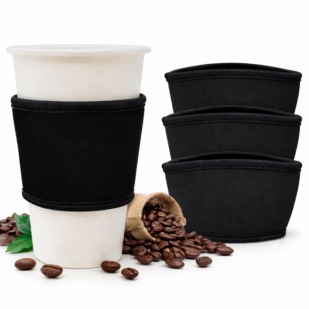 TahoeBay Hot Coffee Cup Sleeves for 12, 16, and 20 oz Cups, Black