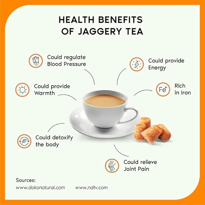 FOODIA Jaggery Masala GOLD Tea | 3 in 1 Premium Readymix with Jaggery, Tea Powder and Mix Masala Spices | 400gm