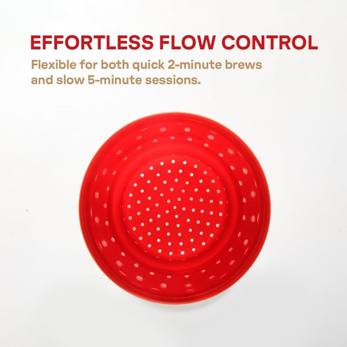 Pour Over Coffee Dripper - Vietnamese Phin Filter ??Single Cup Coffee Maker 1-2 Cup with Flower Design ??Plastic Reusable Coffee Filter for Manual Brewing, Travel Friendly (Red)
