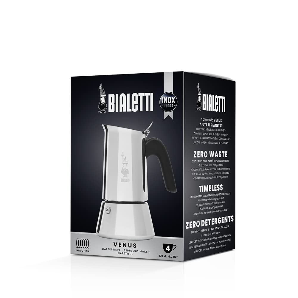 Bialetti - New Venus Induction, Stovetop Coffee Maker, Suitable for all Types of Hobs, Stainless