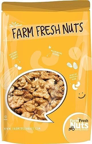 Walnuts - Shelled California - Dry Roasted Himalayan Salted Walnuts - Great Source of Omega 3 and Tons of Other Healthy Nutrients- Super Crunchy - (1 LB) - Farm Fresh Nuts Brand