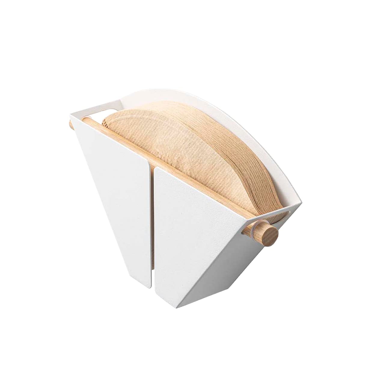 Yamazaki Home Magnetic Coffee Filter Case, Size 04, Steel and Wood, White