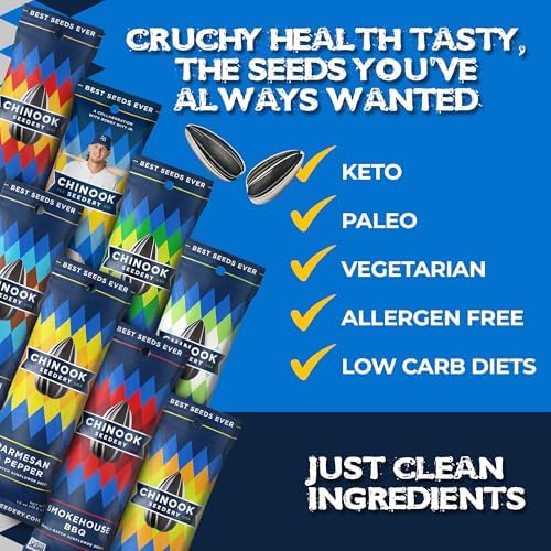 Chinook Seedery Roasted Sunflower Seeds to Eat - 1.5 oz (Pack of 36) Variety Packs - Jumbo Low Sodium Sunflower Seeds Keto Snacks - Adventure, Baseball, School Snacks - Gluten Free, Non GMO Snacks