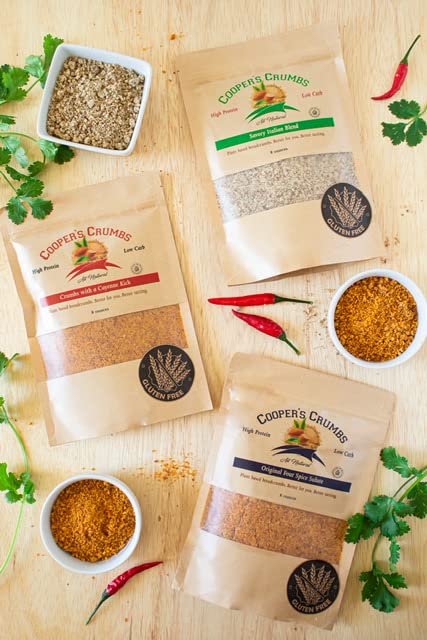Cooper's Crumbs All Natural Gluten Free Low Carb Bread Crumb Alternative, High Protein, Vegan, Certified Kosher, Paleo, Keto (Original Four Spice Salute)