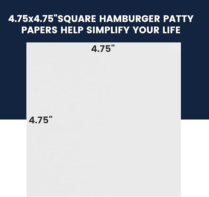 Yenmoz 500 PCS Hamburger Patty Paper White Square Parchment Paper Non-Stick Food Grade Burger Paper Sheets 4.75 x 4.75 Inch for Preparing and Storaging Patties Bakings and More