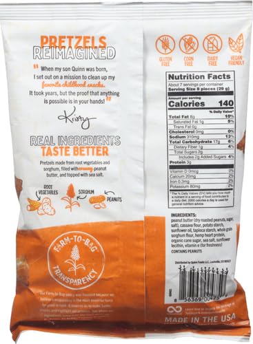 Quinn Snacks Peanut Butter Filled Pretzels, 7 Oz (Pack of 4)